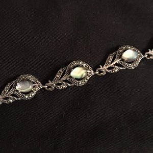 Sterling Silver Opal Marcasite Bracelet